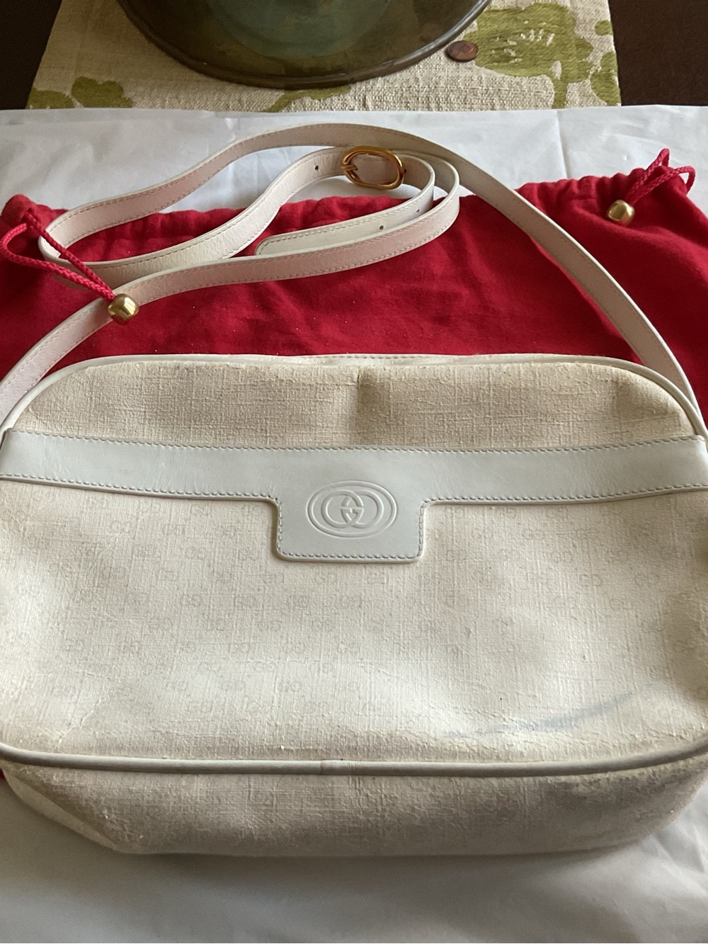 Vintage Gucci White Micro GG Monogram Crossbody Bag